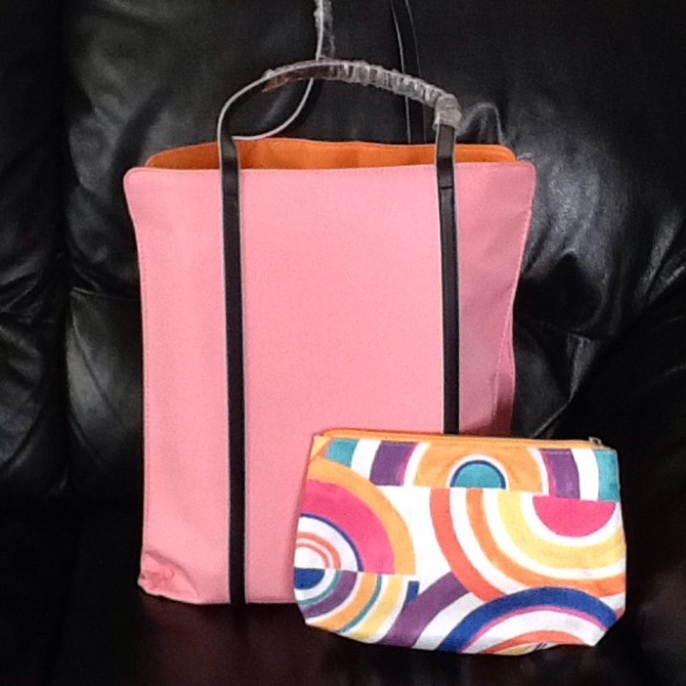 Clinique tote and makeup bag set NWOT